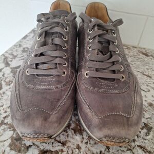 MAGNANNI Cristian Sneakers Leather Lace Up Vamp Round Toe Rubber Sole Gray 8.5